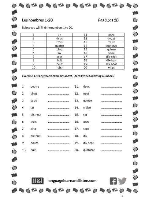 French - Numbers 1-20 by Teach Simple