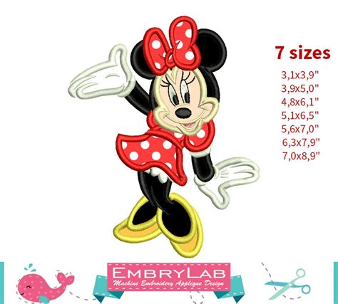 Applique Minnie Mouse Machine Embroidery Applique Design