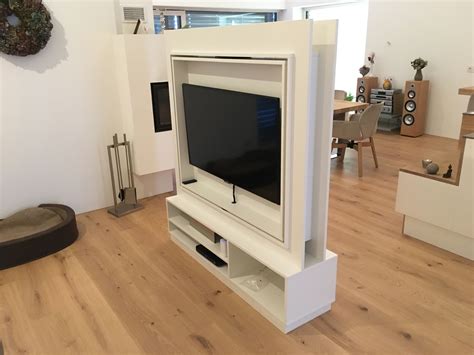 White Coated TV Stand As Room Divider