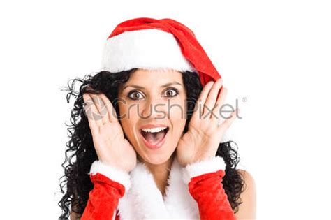 Vrouwen Volledige Body Portret Met Xmas Hoed Op Zwarte Achtergrond Stockfoto 95702 Crushpixel