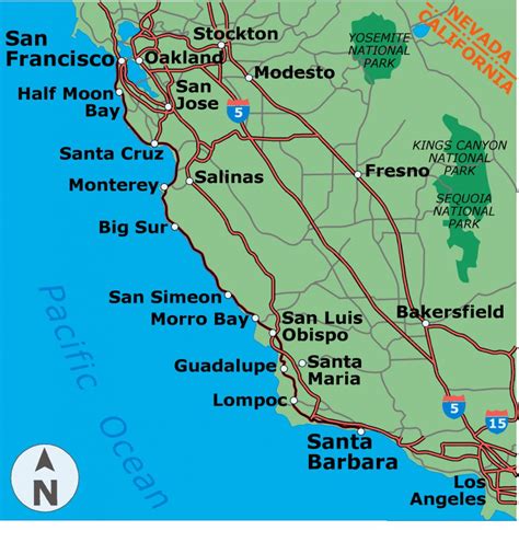 California Pacific Coast Highway Map Klipy Map Of Pch 1 In