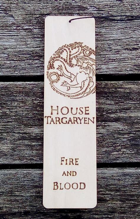 Game Of Thrones Inspired House Targaryen Wooden Bookmark Etsy