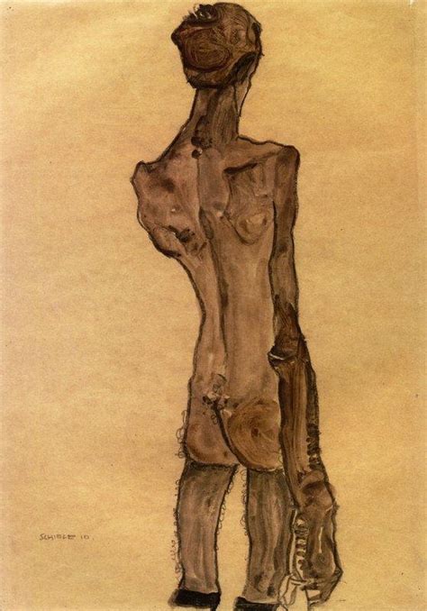 Standing Male Nude Back View Egon Schiele Allpainters Org