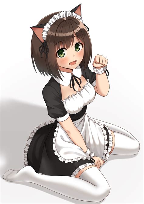 Safebooru 1girl D Animal Ears Apron Bangs Between Legs Black Dress