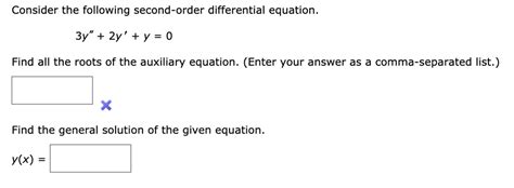 SOLVED Consider The Following Second Order Differential Equation 3y