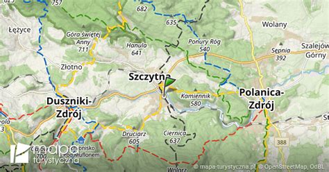 Szczytna stacja kolejowa mapa szlaków turystycznych mapa