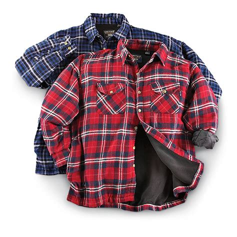 2 Smith's™ Fleece - lined Flannel Shirts - 181715, Insulated Jackets ...