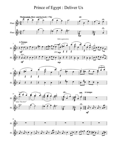 Prince Of Egypt Deliver Us Sheet Music For Flute Download Free In Pdf Or Midi