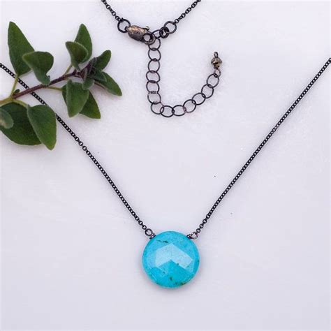 Simple Turquoise Necklace Genuine Round Turquoise Choker Etsy