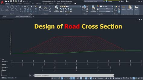 How To Draw Road Cross Section In Autocad Youtube