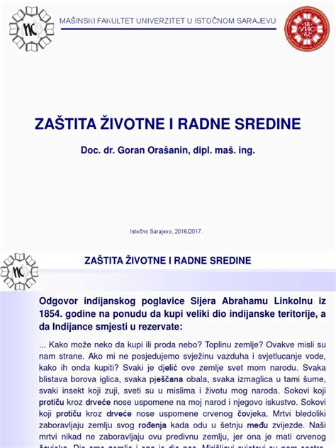 1 Zastita Zivotne I Radne Sredine Uvod Pdf