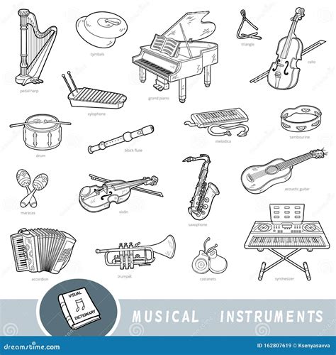 Conjunto De Instrumentos Musicales En Blanco Y Negro Colecci N De