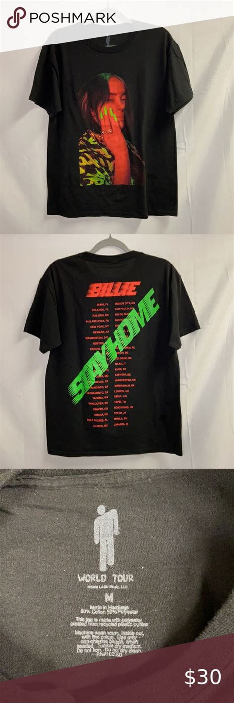 Billie Eilish Stay Home Tour Shirt Black Red M Black Shirt Tour