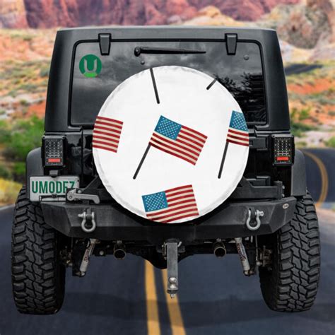 Modern Concept Of Happy Independence Day With American Flags Spare Tire Cover Jeep Tire Covers