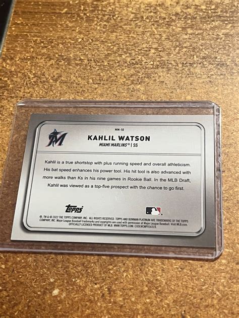 2022 Bowman Platinum Baseball Minted In Merit MM 10 Kahlil Watson 88