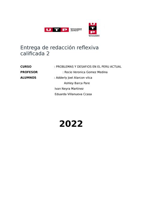 Tarea problemas y desafios Entrega de redacción reflexiva calificada