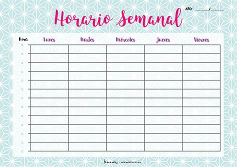 Calendario Semanal Imprimible Con Horario Diario