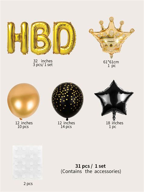 31pcs Gold And Black Birthday Party Balloon Kit Hibrides