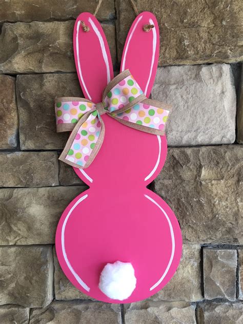 Cottontail Door Hanger Happy Easter Bunny Door Hanger Etsy