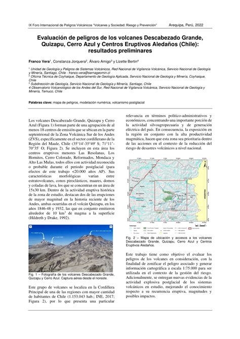 Pdf Evaluaci N De Peligros De Los Volcanes Descabezado Grande