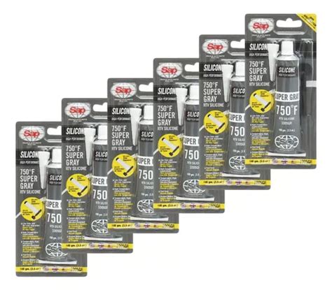 6 Pzs Silicón Automotriz Gris Alta Temperatura Sap 100gm