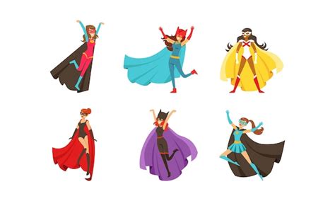 Premium Vector Superheroes Characters In Different Poses Vector Set