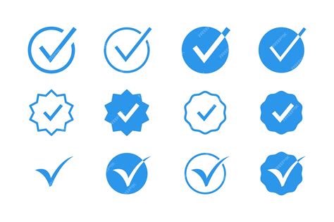 Premium Vector Verified Check Mark Sign Logo Badge Icon Set With Blue