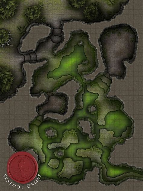 Seafoot Games Acidic Caverns 40x30 Battlemap Dungeon Maps