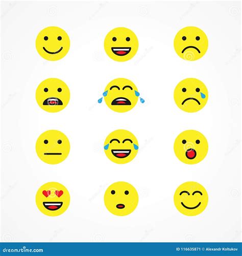 Sistema De Emoticons O De Iconos Del Amarillo Del Ejemplo Del Emoji