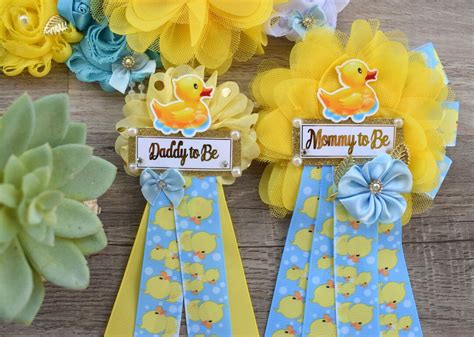 Boy Rubber Duck Baby Shower, Duck Maternity Sash, Yellow Blue Rubber ...