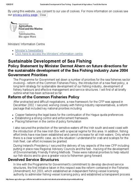 Sustainable Development Of Sea Fishing Department Of Agriculture