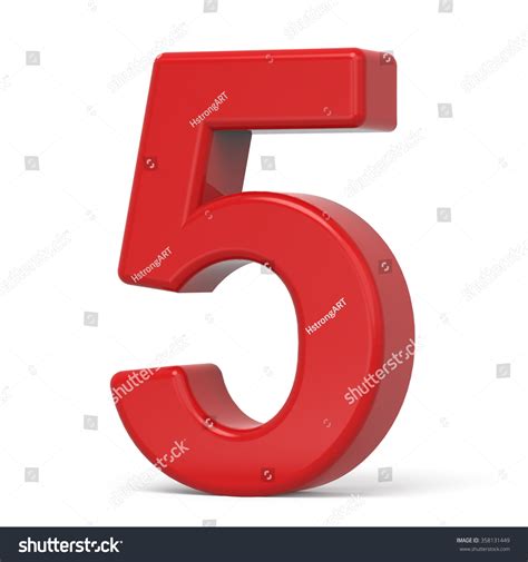 3d Plastic Red Number 5 Isolated Stock Illustration 358131449