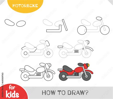 How to draw Motorbike for children. Step by step drawing tutorial Stock ...