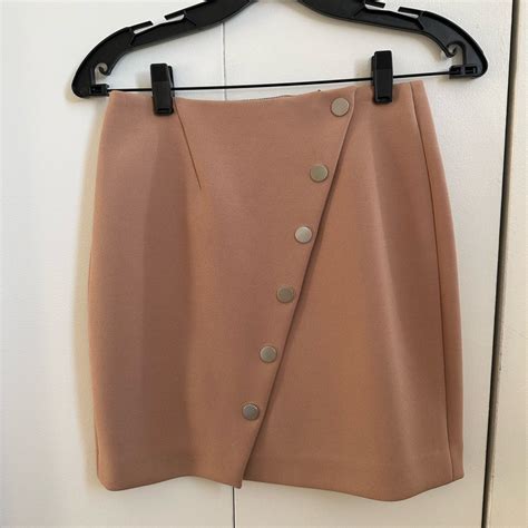 Maje Justine Camel Mini Skirt With Silver Snap Button Gem