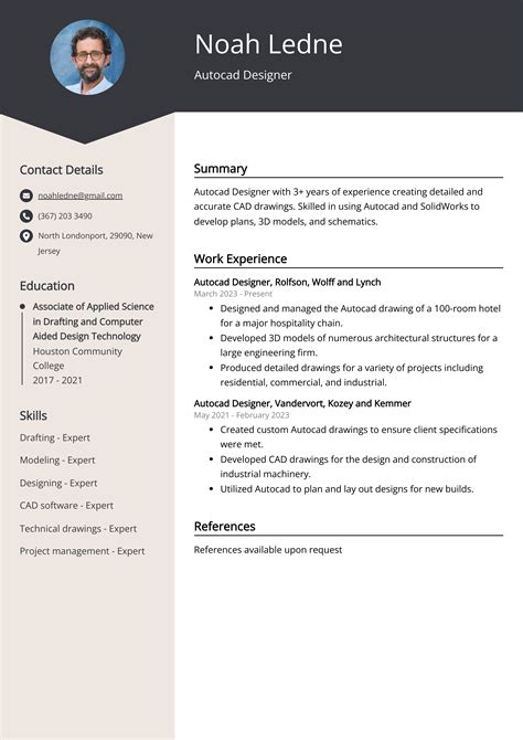 Autocad Designer Resume Example Free Guide