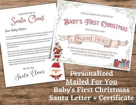 Baby S First Christmas Personalized Letter And Certificate From Santa