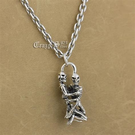 925 Sterling Silver Forever Love Sex Skull Mens Biker Pendant 9s119a 925 Sterling Silver