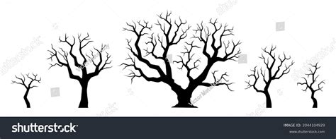Naked Tree Silhouette Set Winter Trees Stock Vector Royalty Free Shutterstock