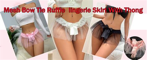 Amazon Oyoangle Women S Mesh Babydoll Lingerie Cute Bow Tie Ruffle