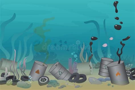 Poluição Do Oceano Plástico E Microplásticos Ilustração Stock Ilustração De Microplásticos