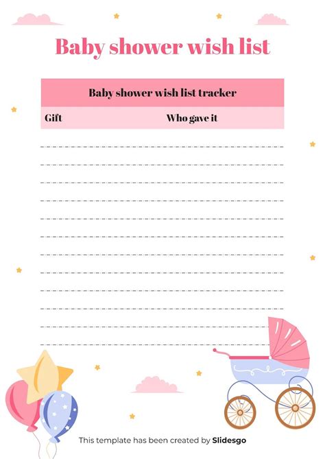 Lista De Regalos Para Baby Shower Google Slides Y PPT