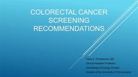 An Evidence Based Approach To Colorectal Cancer Crc Screening In