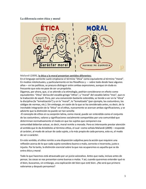 Etica Y Deontologia M1 La Diferencia Entre ética Y Moral Maliandi