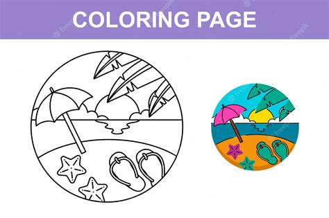 Premium Vector Happy Summer Beach Holiday Coloring Page For Kids Activity