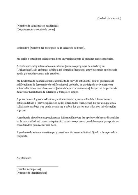 Modelo De Carta De Solicitud De Beca Descarga En Word