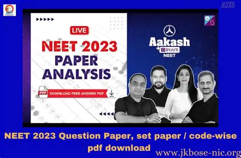 Neet 2023 Question Paper Set Paper Code Wise Pdf Download