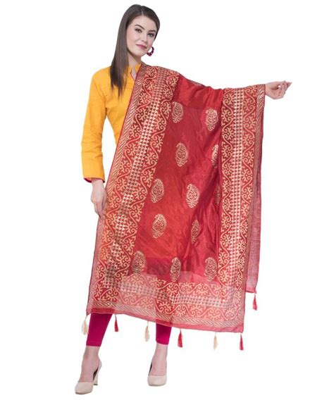 A R Silk Pahadi Print Maroon Colour Silk Fancy Dupatta Chunnis Ar