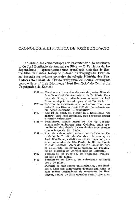 PDF Cronologia histórica de José Bonifácio