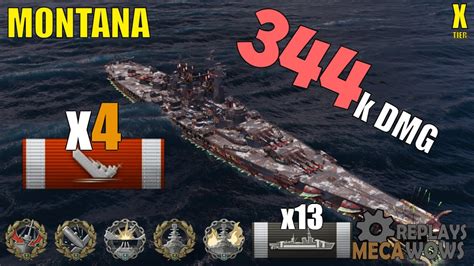 Montana 4 Kills 344k Damage World Of Warships Gameplay YouTube