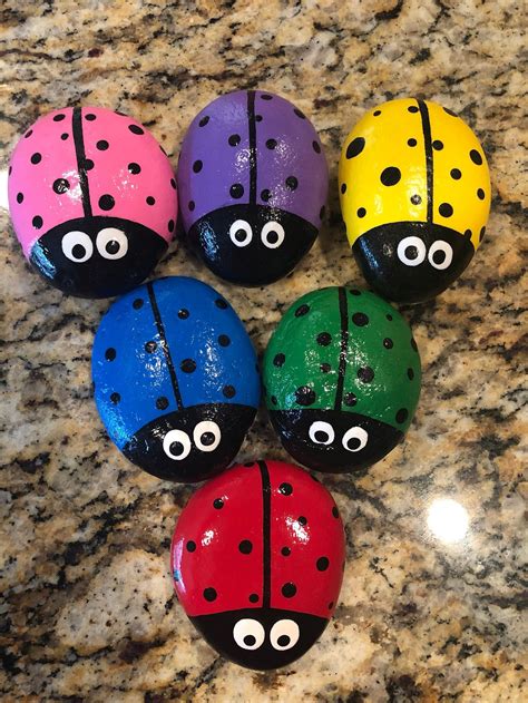 Ladybug Painted Rocks Etsy Painted Rocks Kids Painted Rock Animals